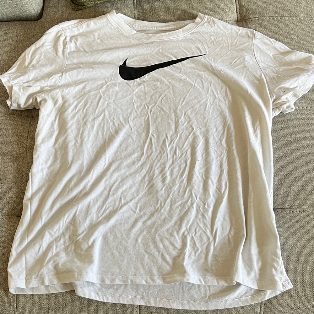 Nike White Tee with Black Swoosh